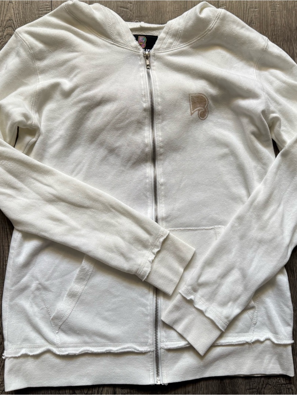 Golden Goods Women's Full Zip Hoodie White XL Beachlife Festival Music Graphic